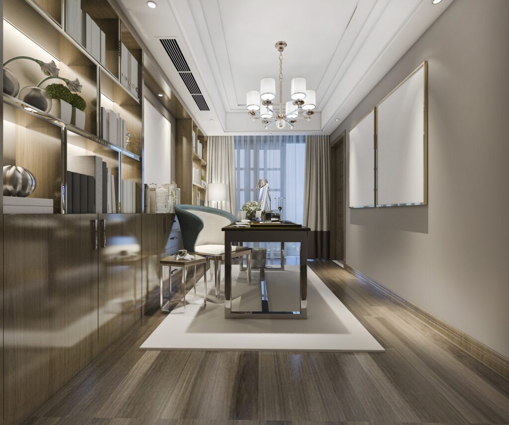 3d rendering business meeting and working room in home office